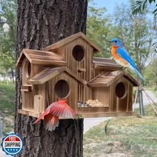 Puyikes Bird House for Outside 5 Hole Bird Houses Room for 5 Bird