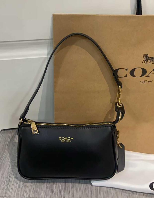 NEW Coach Plaza Bag 18 Womens Black Leather Purse Zip CCD09 | eBay