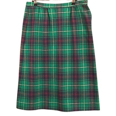 Vintage 70 Pendleton Christmas Green Macneil Tartan Wool Skirt Preppy Ivy League