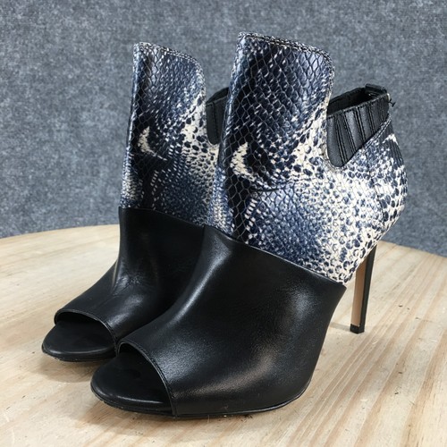 Calvin Klein Boots Womens 5.5 Sarine Peep Toe Stiletto Bootie Black Faux Leather - Picture 7 of 20