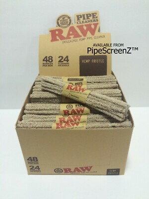 NEW RAW Rolling Papers Unbleached BRISTLE HEMP PIPE CLEANERS -8 BUNDLES/ 24 each