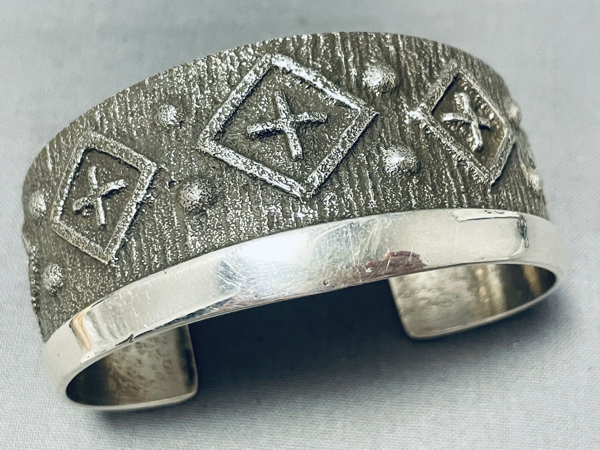4 Directions Symbolic Navajo Turquoise Sterling Silver Bracelet Cuff 4 Directions Symbolic Navajo Turquoise Sterling Silver Bracelet Cuff