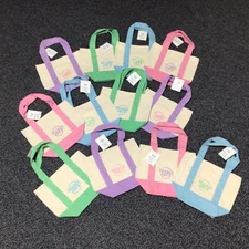 TRADER JOE'S  Mini Pastel Canvas Tote Bag  (12 BAGS - 4 SETS) Colors Limited NWT