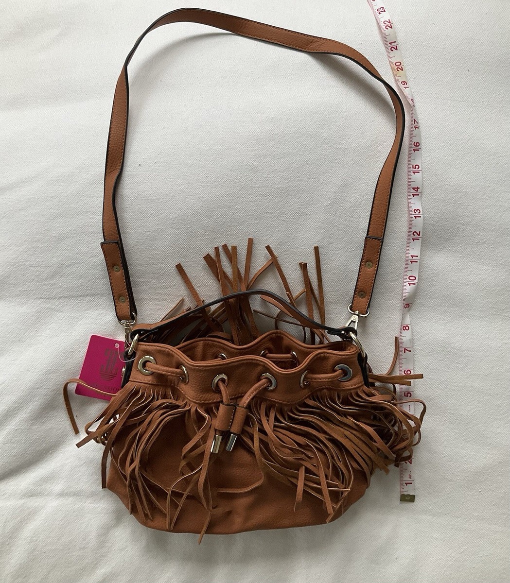 Expressions NYC Faux Leather Fringe Crossbody Shoulder Purse | eBay