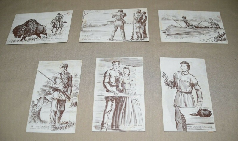 Vintage Davey Crocket Penny Arcade Exhibit Card set of 6