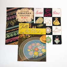 3 Vintage 1950s Needlecraft Magazines Pattern Books  Crochet Doilies Tatting