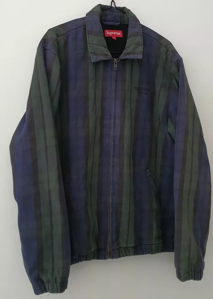 Veste à carreaux moyenne FW16 Supreme Denim Harrington taille M vert bleu