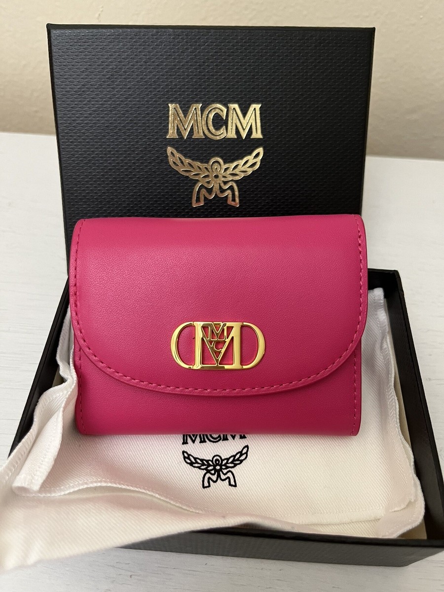 NWT MCM MINI MODE TRAVIA TRIFOLD CHAIN WALLET PINK $450 | eBay