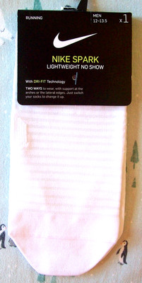NIKE RUNNING ''SPARK'' MEN'S/WOMENS -2 WAY LIGHTWEIGHT NO SHOW SOCKS Large 10-11.5