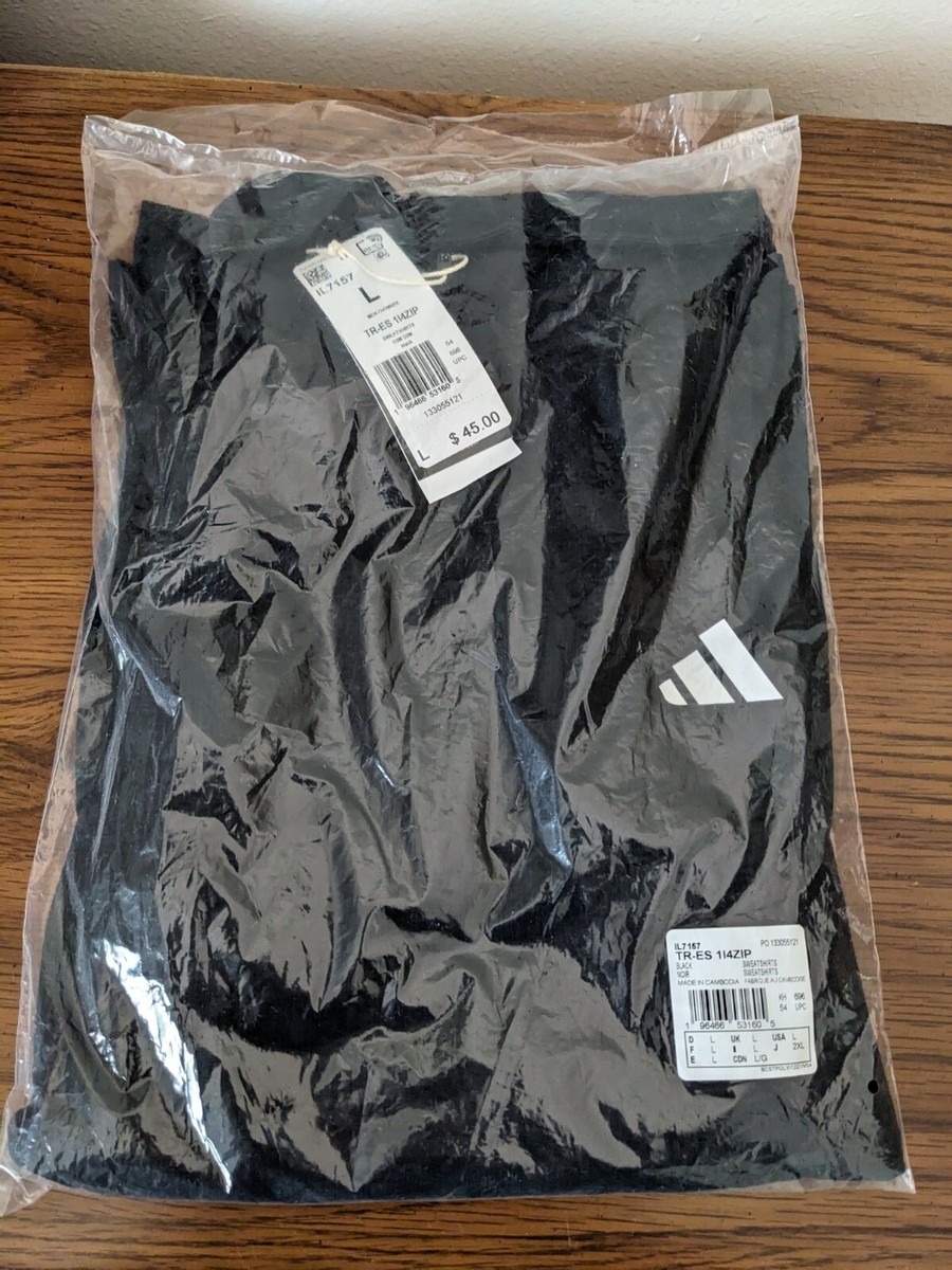 バイイー adidas Men Black Train Essentials Quarter-Zip Pullover Large | eBay
