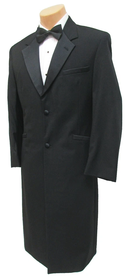 Men's Long Black Andrew Fezza Tuxedo Frock Coat Church Wedding Formal Mason 40R - Image 3 of 4