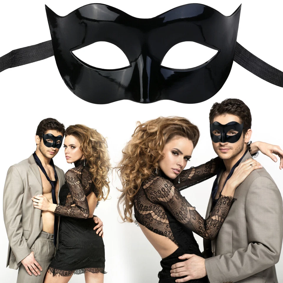 Masquerade Mask Half Face Men Phantom Masquerade Mask Halloween Black Mask - Image 3 of 4