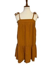 LOFT Beach Swim Swing Dress Burnt Orange Tie Strap Boho Sundress Womens Small