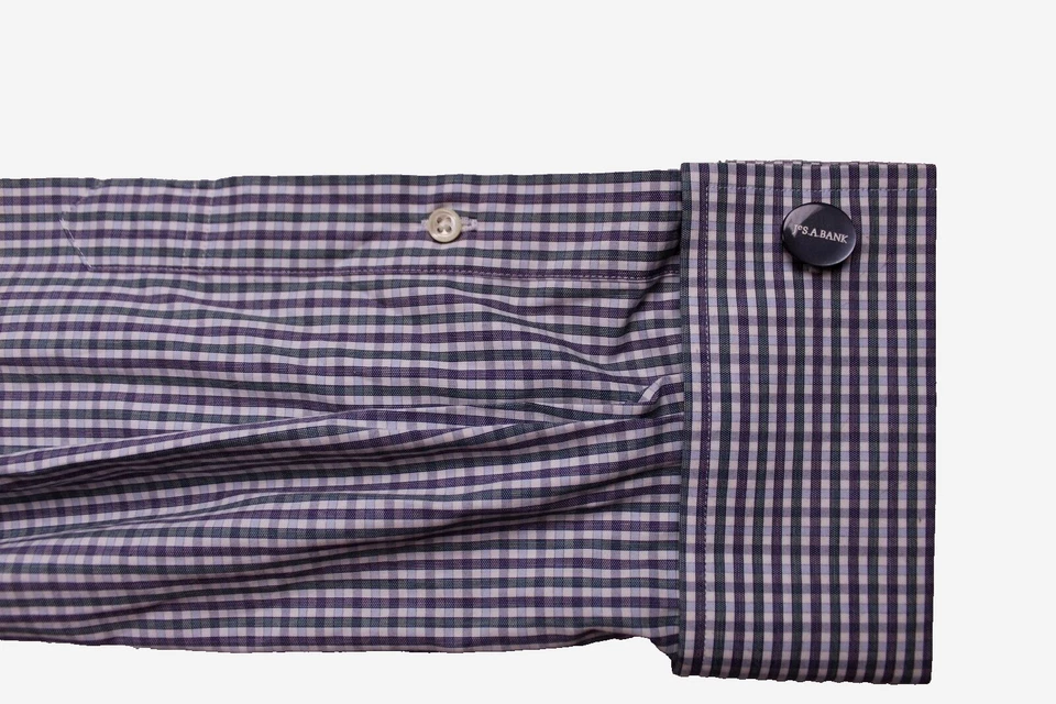 JOS A BANK DRESS SHIRT men's size 16.5-32 black burgundy white plaid NWT cotton - Image 4 of 4