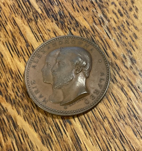 GREAT BRITAIN TOKEN DUKE OF EDINBURGH MARIE OF RUSSIA 1874 UNC RARE - Picture 2 of 4