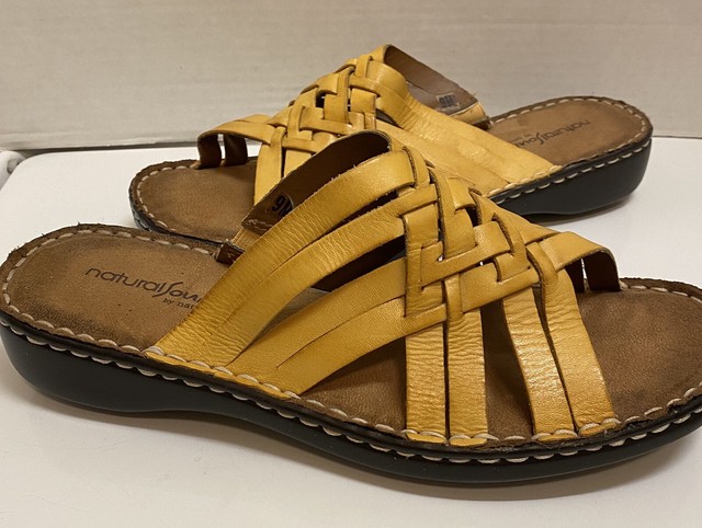 mustard yellow leather sandals
