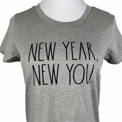 Rae Dunn "New Year New You" Graphic Print T-Shirt Women's XS Heather Gray NEW - Picture 6 of 11