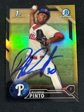 Ricardo Pinto Signed 2016 1st Bowman Chrome BLACK & GOLD REFRACTOR Card Phillies