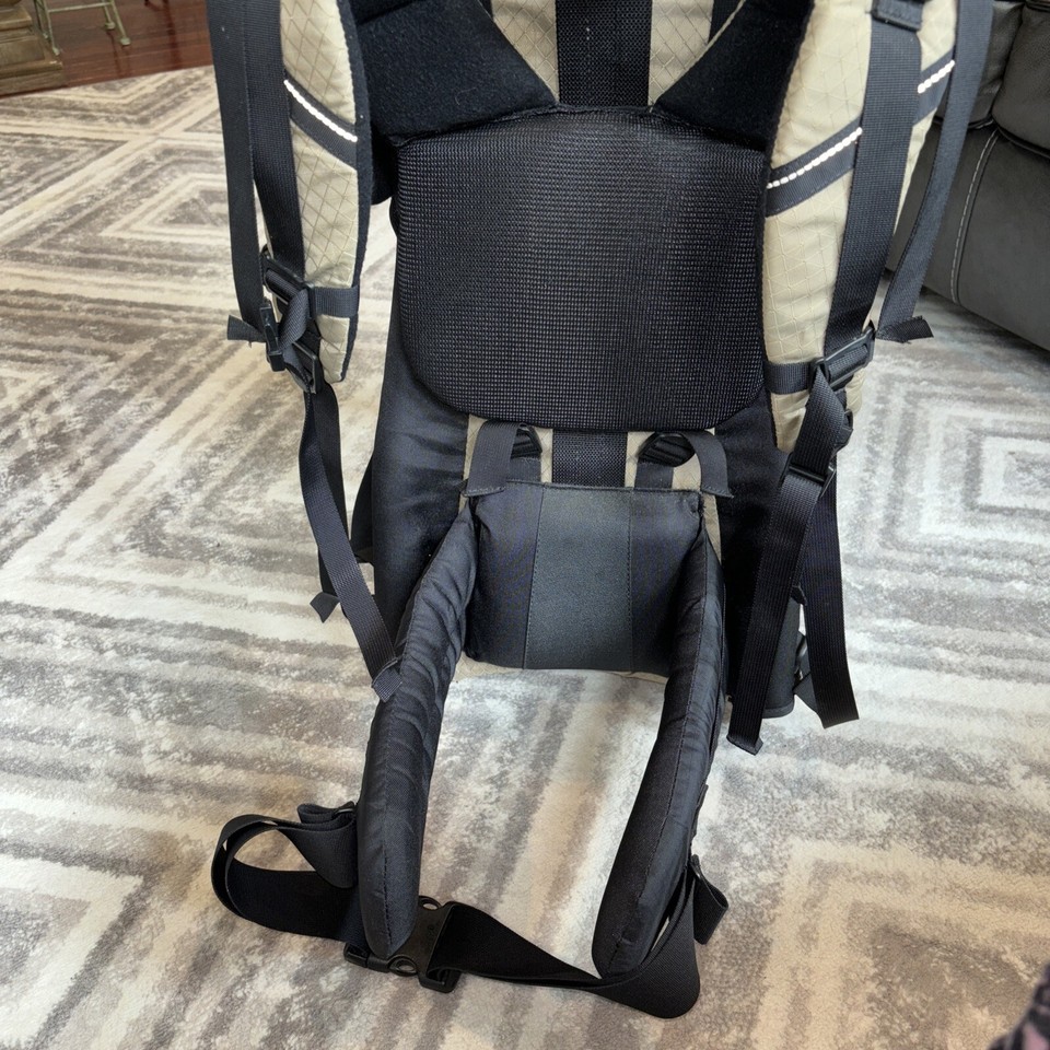 Eddie Bauer Baby Carrier Aluminum Frame Backpack Beige/Black Hiking