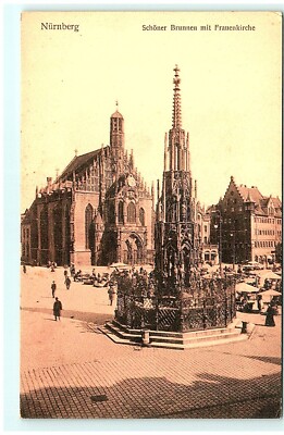S03-8447, NURNBERG, SCHONER BRUNNEN MIT FRAUENKIRCHE, ANTIQUE POSTCARD