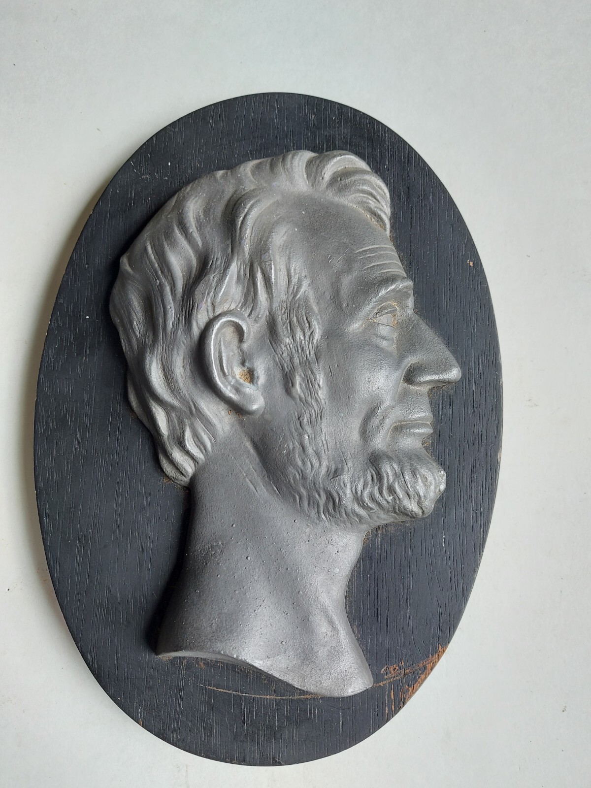 Antique Abraham Lincoln Bust Wall Plaque Metal Old Pewter On Oak BX1 eBay