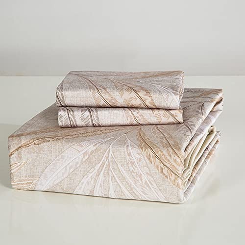 homebox Cotton Duvet Cover Set - 100% Egyptian Cotton Gold Leave Print Beddin... - Picture 4 of 7