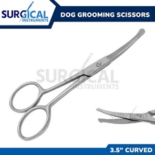 Dog Grooming Scissors 3.5" Curved W/Safety Tips for Eye Ear Nose German Grade