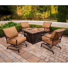 Outdoor Fire Pit Patio Conversation Set Propane Table Chairs