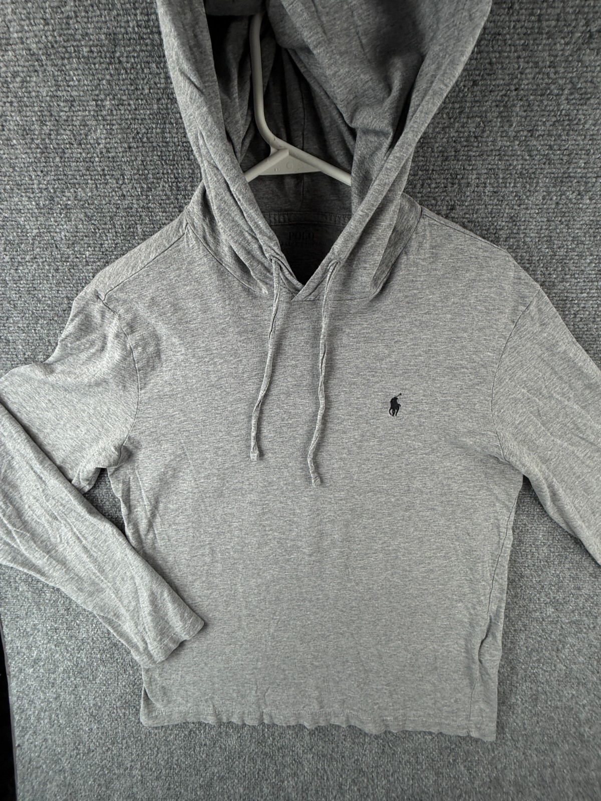 Polo Ralph Lauren piccola leggera pullover felpa con cappuccio maglia grigio logo pony adulto
