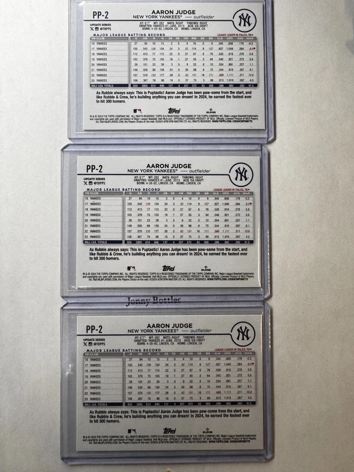 2024 Topps Update Series Lot of 3 AARON JUDGE PAW PATROL PP-2 RUBBLE & CREW - Image 2 of 2