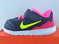 Nike Girls NON-TIE Sneakers Black/Volt/Pink Pow/White NEW Little Girls Size 7