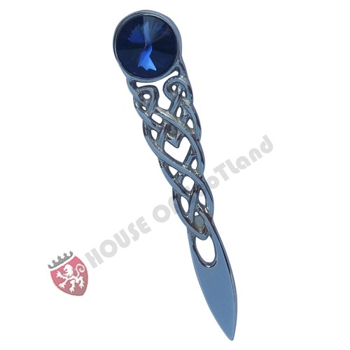 Scottish Kilt Pin Blue Stone 4" Celtic Knot Pins & Brooch Ladies Interlacing - Picture 3 of 3