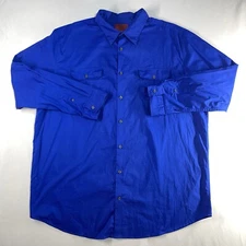 The Foundry Button Front Shirt Young Mens 2XLT Blue Long Sleeve Preppy Office Nw
