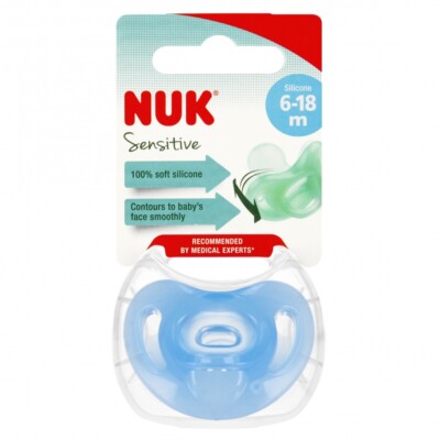 4008600398271 NUK Smoczek uspokajający silikonowy 6-18m Sensitive niebieski 1073