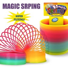 Magic Spring Rainbow Neon Ring Fidget Stress Novelty Toy Kids Party Favour Gifts