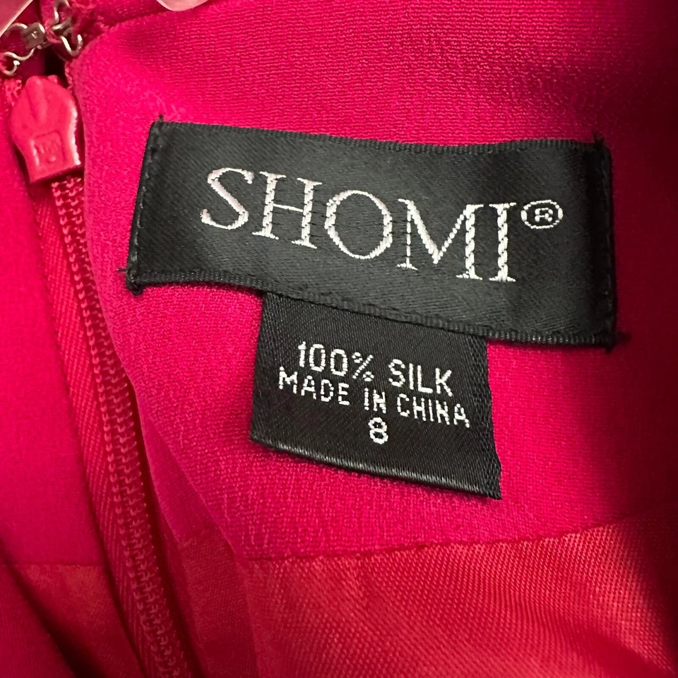 Vestido de seda para mujer Shomi talla 8 magenta tranquilo lujo negocios oficina atemporal Foto 3 de 4