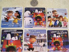 6 LARGE  SNOOPY STICKERS  THE PEANUTS MOVIE  CHRISTMAS  SCRAPBOOK  HOLIDAYS