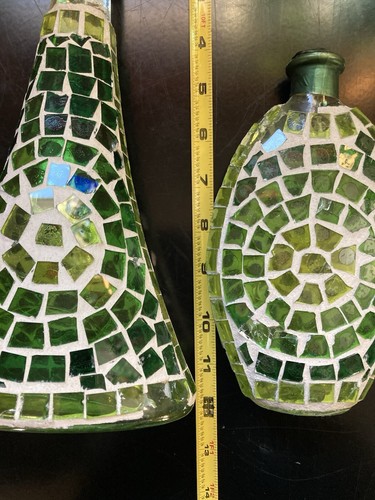 2 Green Mosaic Tile Tiki Tabletop Torches. Vintage. Sealed - Picture 6 of 13