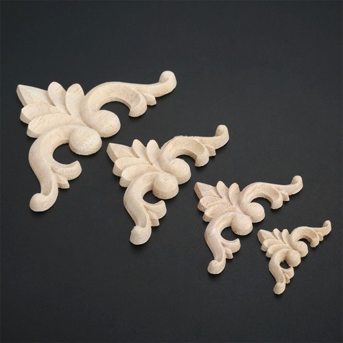 Natural Onlay Applique Wood Carved Flower Decal Furniture Mirror Window Decor