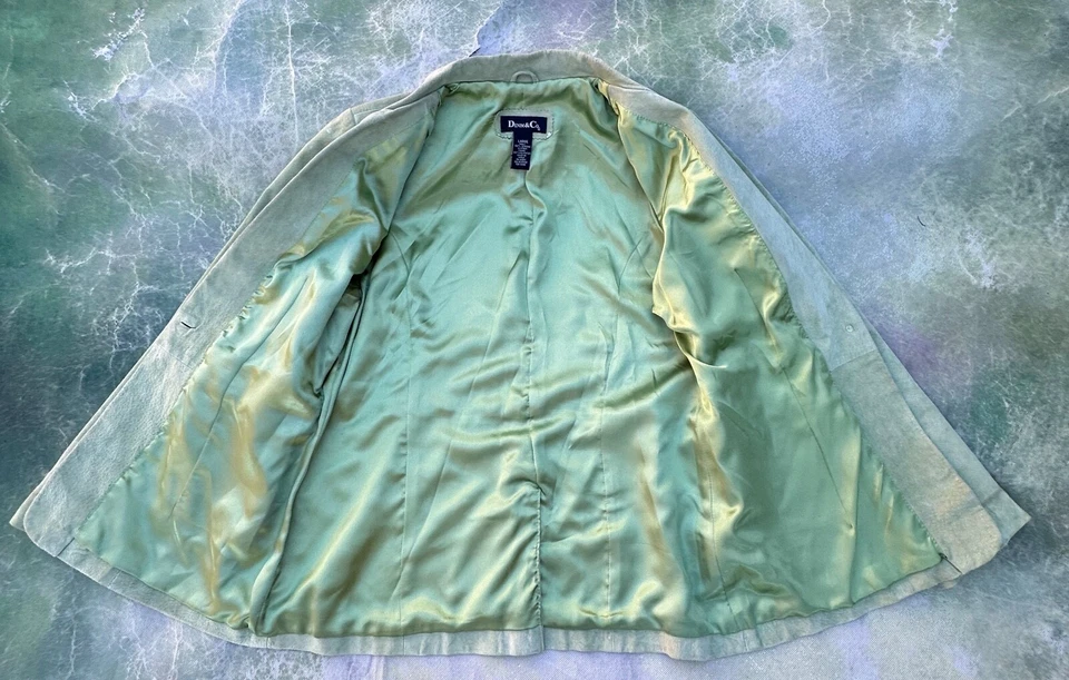 Vintage Denim & Co. Women's Green Leather Blazer Jacket Size L. - Image 2 of 4