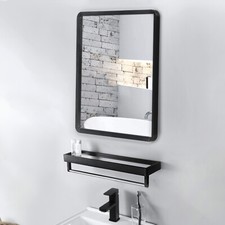 60cm Toilet Bathroom Mirror Bedroom Wall Mounted Makeup Mirror w/Cosmetics Shelf