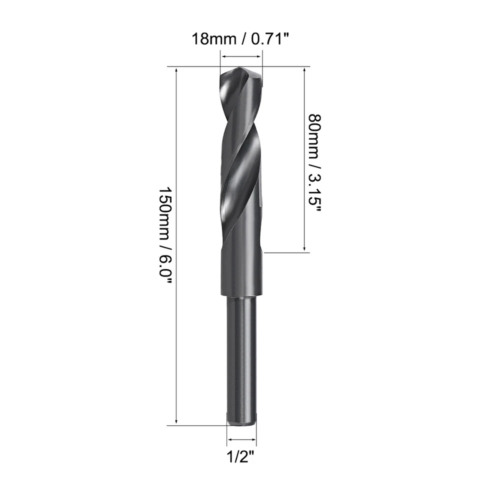 Broca de vástago reducido de 18 mm HSS 6542 óxido negro con vástago recto de 1/2 pulgada Foto 3 de 4
