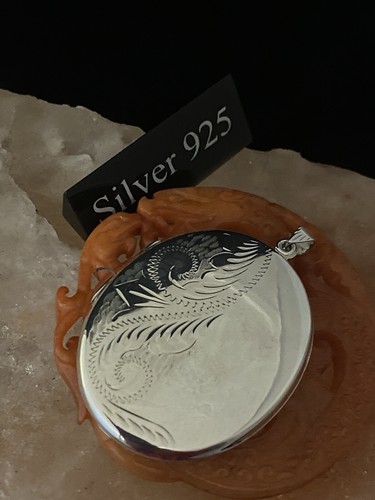 Large Silver Oval Locket With Fine Silver Necklace - Picture 3 of 7