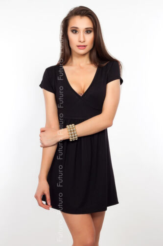 Sexy & Elegant Women's Mini Dress Short Sleeve V Neck Tunic Sizes 8-18 5058 - Picture 4 of 11
