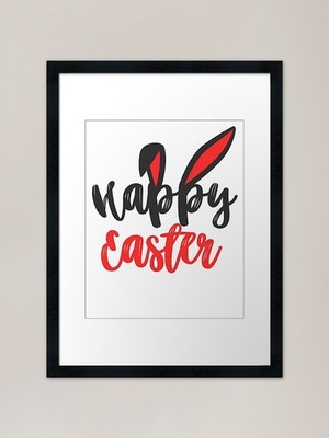 Frohe Ostern rot innen Ohren 2023 F gerahmtes Wandbild Poster Leinwanddruck Bild