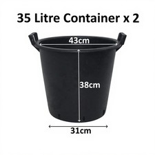 2 x 35 Litre Plant Tree Pot With Handles Heavy Duty 35L Lt Big Large Plastic