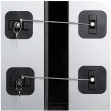 Heavy Duty Fridge Door Lock Set - Black Steel Cable Locks