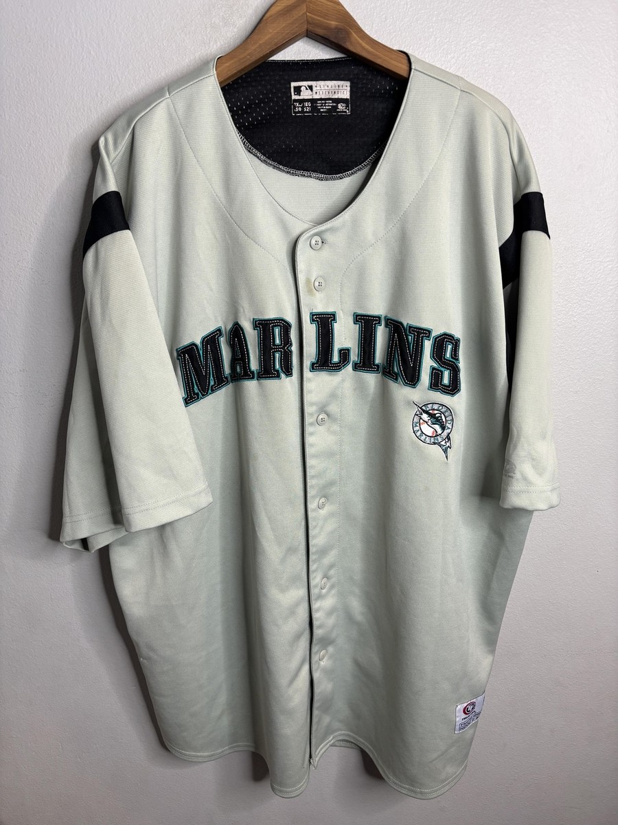 Florida Marlins Jersey Mens XXL Gray Black MLB Baseball Button Front  Majestic