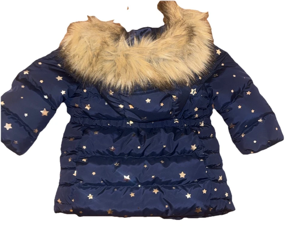 Baby Gap 18-24 Girl’s Navy Long Puffer With silver stars - Image 3 of 3