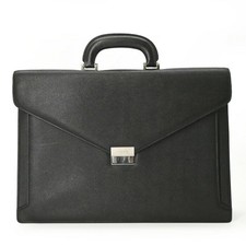 Burberry Business Bag Document Bag Briefcase Leather Men's Black Silver Hardware